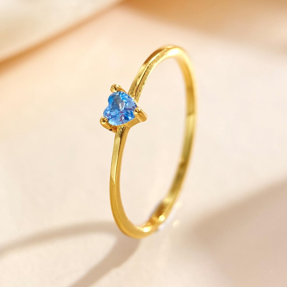 1pc 925 Silver Sterling Silver Heart Shape Birthstone White Zirconia Ring for Wo