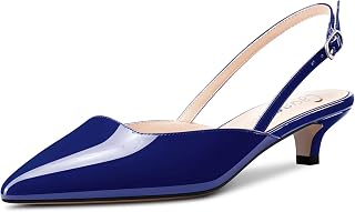 Castamere Women's Low Kitten Heel Heel Lace Toe Cap Sandals Slip-on Slingback Pumps Wedding Party Dress 3.5 cm Heels