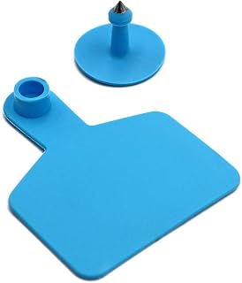 ZHEQOGZH Blank Cattle Ear Tags for Cows Hogs Sheep Livestock, 100 Pieces | Cow Ear tags for Cattle Pigs Goats, Weather-resistant Material (Blue)