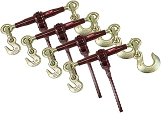 Mytee Products Heavy Duty Specialty Pro Ratchet Load Chain Binder w/ 1/2" Grab Hook on One Side & 1/2" Slip Hook Other Side, 12,000 Lbs Load Limit | Chain Binders for Flatbed Truck Trailer - 4 Pack