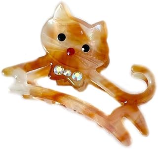 Brown Hair Claw French Style Barrette Hair Clip Accessories Acetate Animal Cat Hair Claw Cat Rhinestone Acetate Medium Hair Claw Women Barrette