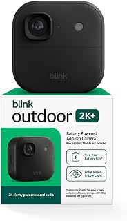 Blink Outdoor 2K+ (newest model) — Wireless smart security camera, 2K video resolution, enhanced audio, two-year battery. Required Sync Module not included — Add-On (Black)