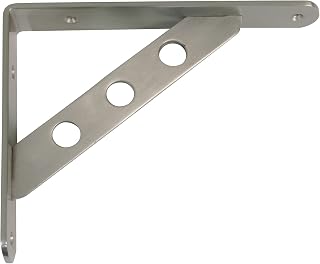 Amig - Alloy Steel Shelf Brackets | Corner Wall Brackets | Sturdy Support up to 260kg | Easy Installation | Modern Design, Brushed Nickel, 300 x 240mm