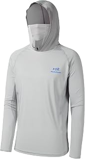 Bassdash - Men's Long Sleeve Top with UPF 50+ Protection and Built-in Face Mask, Neck Warmer and Hood, Ideal for Fishing