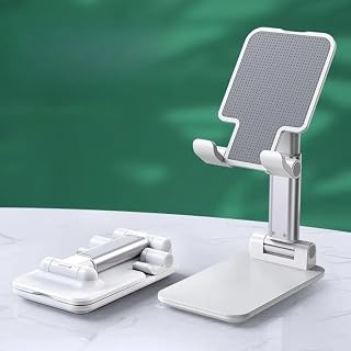 Adjustable Cell Phone Holder White Universal Portable Desktop Stand for Home