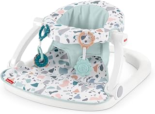 Fisher-Price Sit-Me-Up Floor Seat, Pacific Pebble | Portable Baby Chair, 2 Removable Newborn Activity Toys, Gross Motor Development, Machine Washable Pad