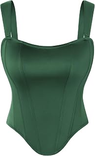 Scarlet Darkness Corsetto da donna, spalline staccabili, stile rinascimentale, in raso, con vita
