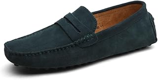 Men's Suede Leather Penny Loafers Comfort Driving Shoes Moccasins Handmade Slip On Driving Business Shoes in Sizes 5-14