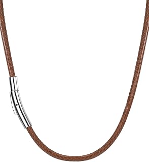 Richsteel Mens Necklace Leather Cord 2/3mm, 16-30" Inch, Black/Brown Rope