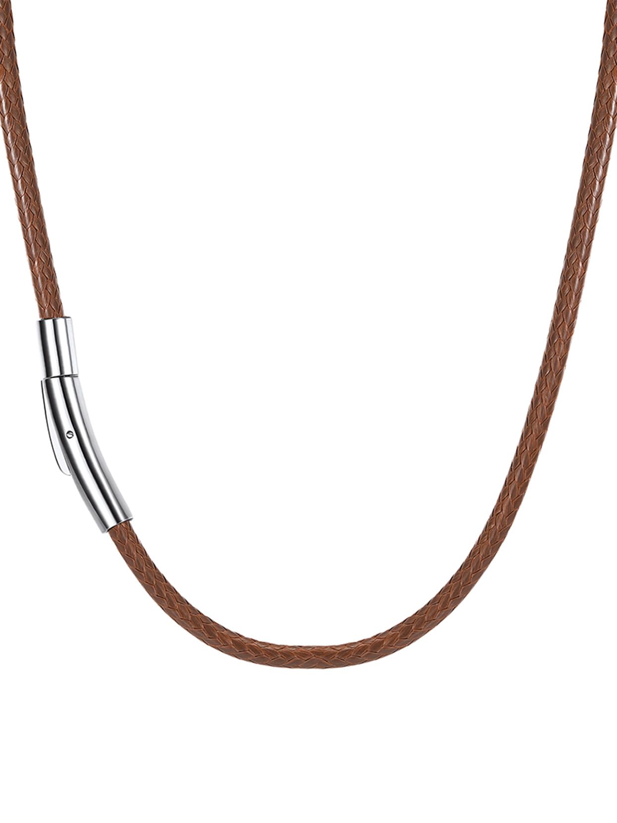 Richsteel Mens Necklace Leather Cord 2/3mm, 16-30" Inch, Black/Brown Rope