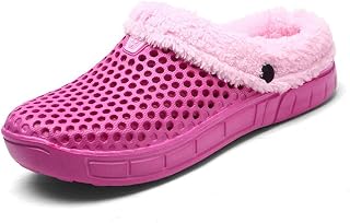 Slippers Men Women Winter Warm Slippers Clogs Slip-On Garden Fur Lined Slippers Shoes Garden Shoes Plush Mules Non-Slip Outdoor Winter Shoes