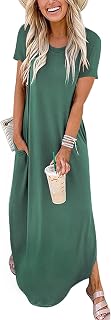 ANRABESS Womens Summer Maxi Dress Short Sleeve Casual Sundress with Pockets