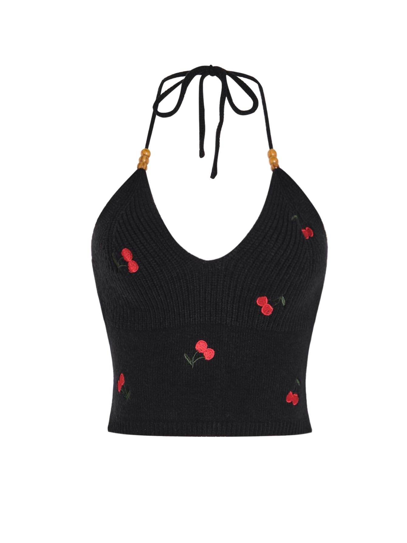 Verdusa Women's Y2k Halter Tops Embroidery Crop Top Western Cowgirl Shirts