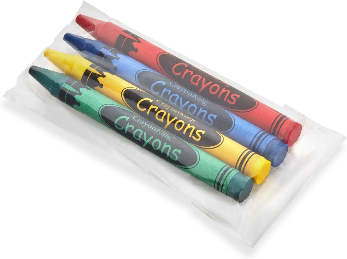 CrayonKing 100 Bulk Crayons, 25 Individually Wrapped 4-Packs | Non-Toxic, Perfec
