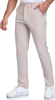 SPOSULEI Men's Golf Pants Stretch Lightweight Waist Elastic Work Business Dress Pants with 4 Pockets