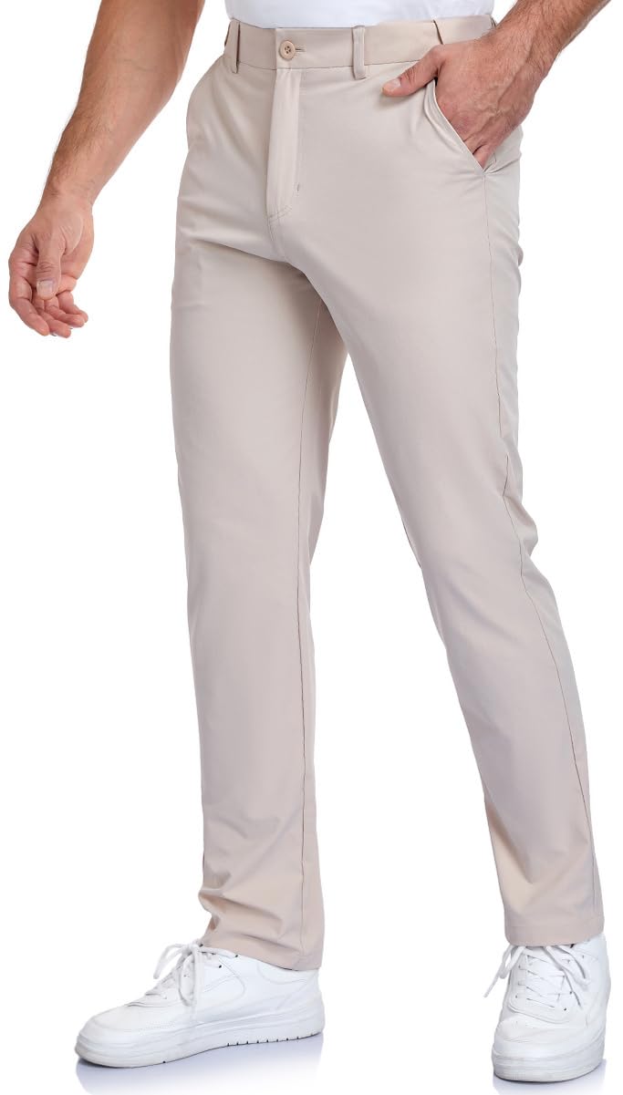 SPOSULEI Men's Golf Pants Stretch Lightweight Waist Elastic Work Business Dress 