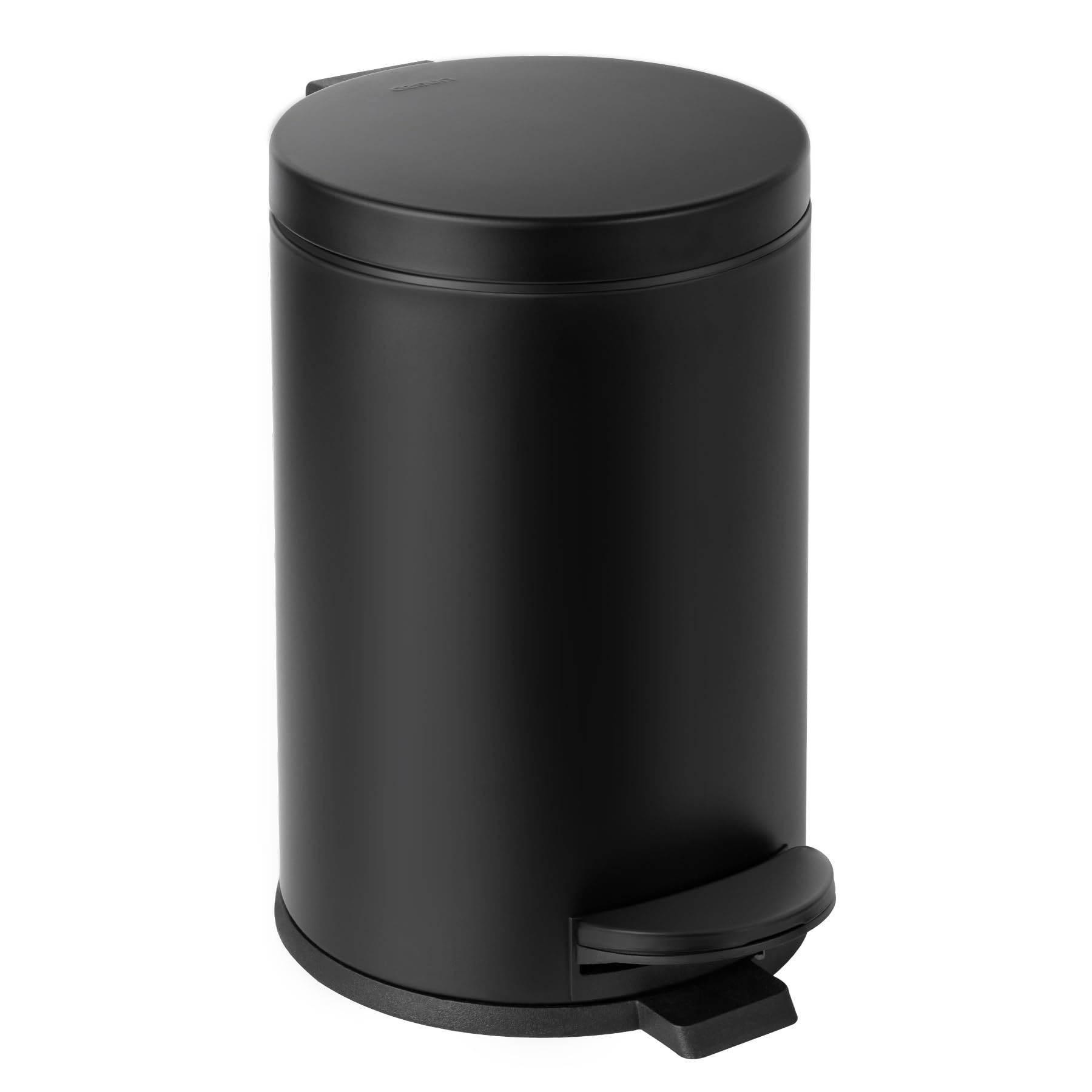 Cesun Small Round Bathroom Trash Can with Lid Soft Close, 1.2 Gal, Black | Remov