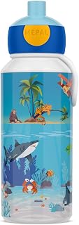 Mepal - Drinking Bottle Pop-up Campus - Drinking Bottle - Leak Proof Drink Bottle For School - BPA-free & Dishwasher Safe - 400 ml - Tropical Ocean