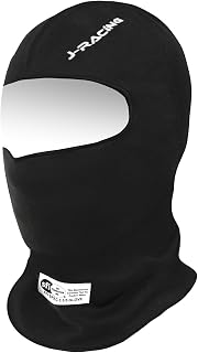 J-RACING® Racing Balaclava, Lightweight Aramid Knit, SFI 3.3 Certified, Flame Retardant, Stretch Fit &amp; Breathable Head Sock for Auto Racing- Upgrade Black