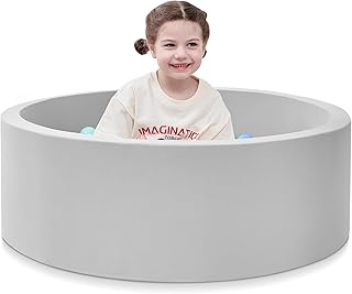 SHJADE Foam Ball Pit, 35.4"x 11.8" Ball Pits for Toddlers-Grey | Soft Memory Sponge Round Playpen Ball Pool for Kids, Ideal Gift for Babies, Indoor and Outdoor Game, Balls not Included