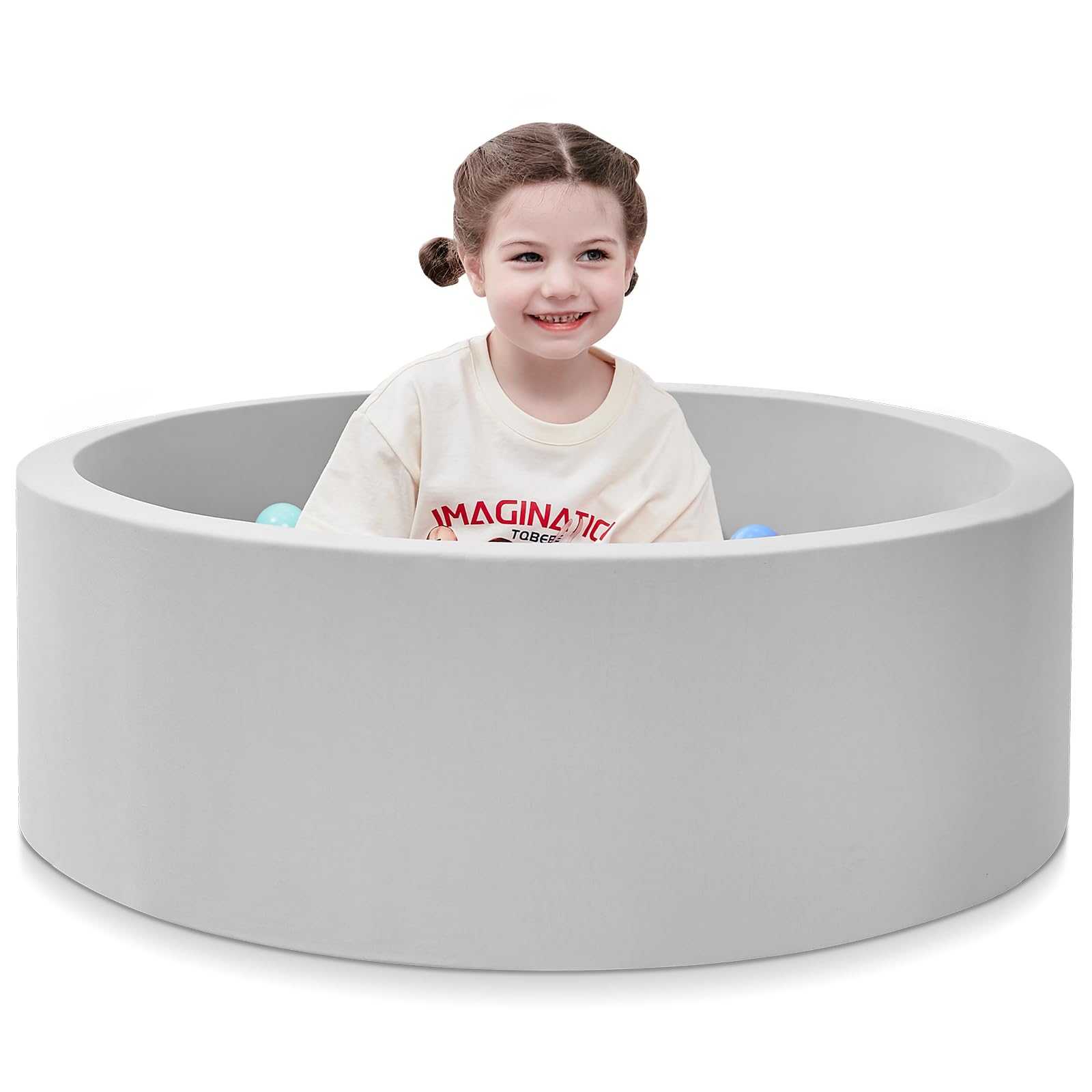 SHJADE Foam Ball Pit, 35.4"x 11.8" Ball Pits for Toddlers-Grey | Soft Memory Spo
