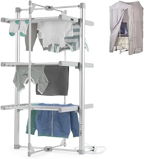 lakeland Dry:Soon Standard 3-Tier Heated Airer & Cover Bundle | High-capacity 21m electric clothes dryer with custom heat-retaining zipped cover, 15kg load capacity & compact storage.