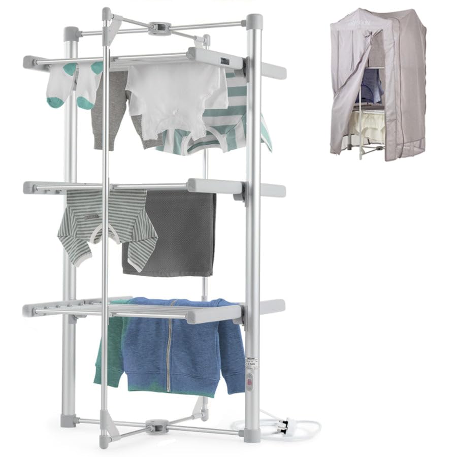 lakeland Dry:Soon Standard 3-Tier Heated Airer & Cover Bundle | High-capacity 21