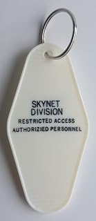 Skynet Division "RESTRICTED ACCESS AUTHORIZED PERSONNEL ONLY" Cyberdyne Systems Terminator Inspired Key Tag White/Black