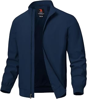 TBMPOY Mens Lightweight Waterproof Bomber Jacket Casual Windbreaker Full Zip Golf Dress Outerwear