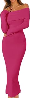Merokeety Women's Long Sleeve Pullover Sweater Dress Modern