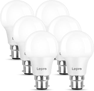 Lepro B22 Bayonet Light Bulb, 8.5W = 60W, 806lm Warm White 2700K, 6 Pack | BC A60 GLS Energy Saving Lightbulbs, Long Life, Non-dimmable, No Flicker for Home Lighting
