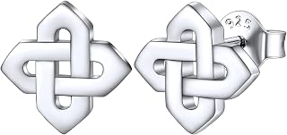 ChicSilver Celtic Earrings for Women Hypoallergenic Sterling Silver Stud Earrings, Heart/Triangle/Cross/Butterfly Knot Earrings for Women Irish Jewelry with Gift Box