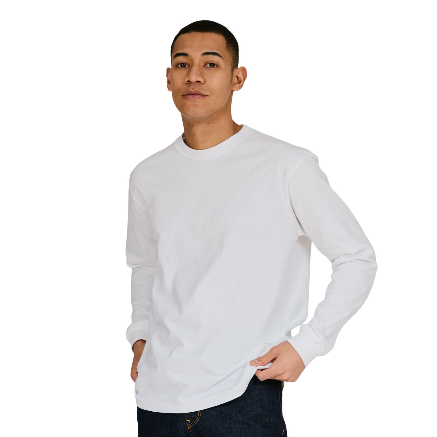 Hanes Beefy T-shirt à manches longues pour homme 100 % coton épais uni