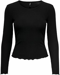 Only Onlnella L/S O-Neck Rib Top Noos Jrs T-Shirt for Women