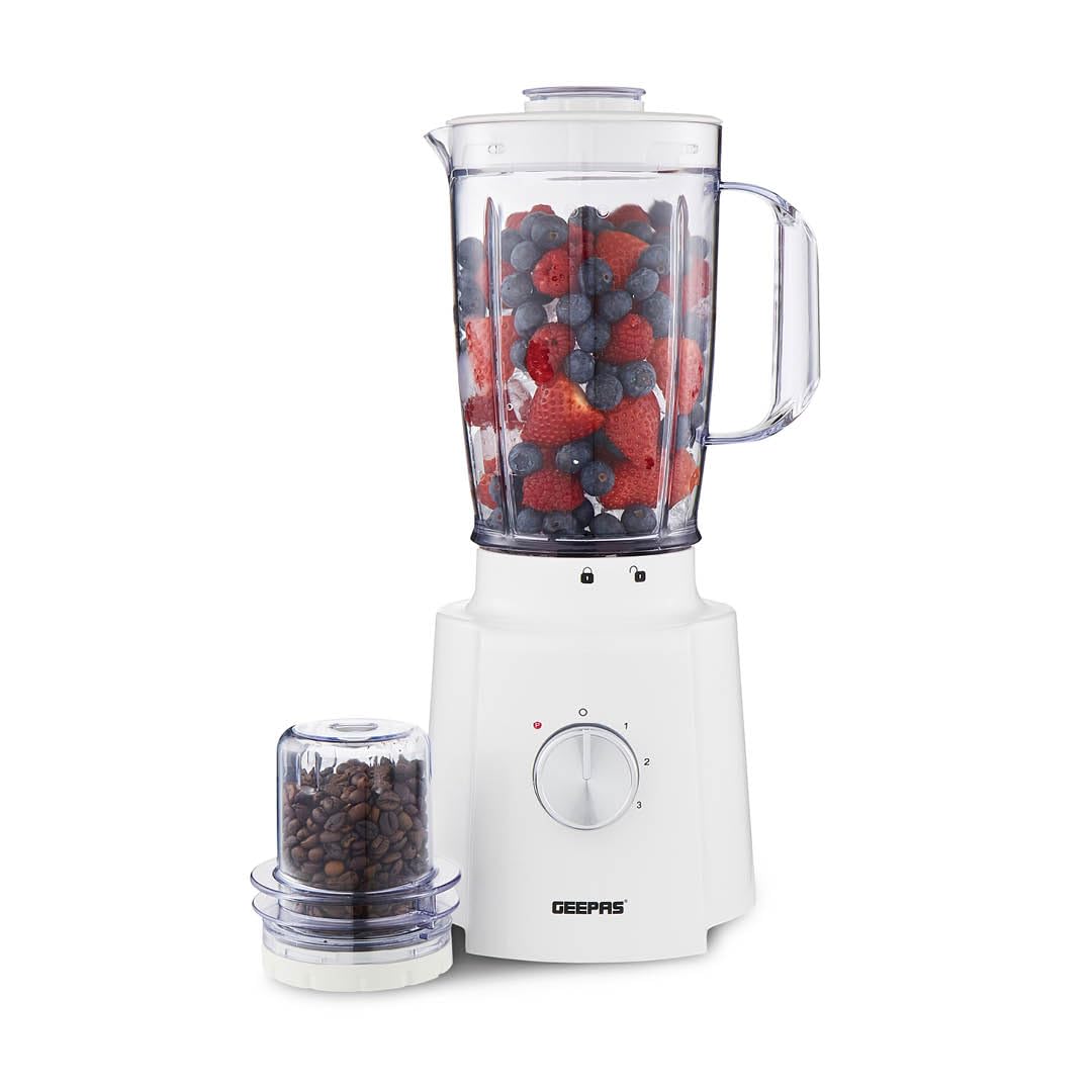 GEEPAS 2-in-1 Food Jug Blender | 1.6L Juice Jar & 100G Mini Coffee Spice Grinder