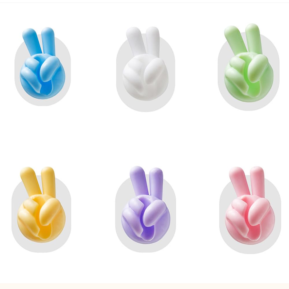 6 Pieces Multifunctional Cable Clips, Creative Thumb Wall Hooks, Self Adhesive, 