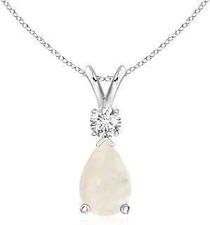 Angara Natural Opal Teardrop Necklace for Women in 14K Gold/Platinum