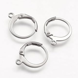 20pcs Stainless Steel Round Leverback Earrings Hooks French Hook Ear Wire Huggie Hoop Earrings with Jumping Rings for DIY Jewelry Making 14.5x12x2mm