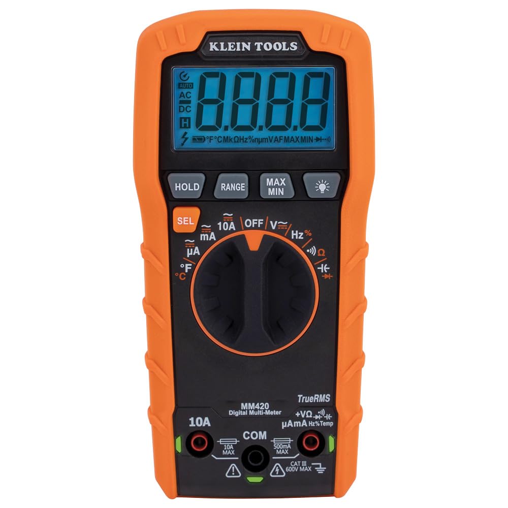 Klein Tools MM420 Auto-Ranging TRMS Digital Multimeter | 600V AC/DC Voltage, 10A