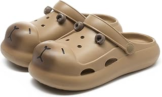 Cute Clogs for Kids Girls Boys Cartoon Kids Garden Shoes Sandals Slides Beach Pool Water Shower Shoes with Non-slip Sole Indoor Outdoor Brown