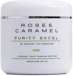 Rose & Caramel Purity Excel 60 Second Self Tan Remover 14.89 Fl Oz | Eraser removes fake tan in 60 seconds; body scrub exfoliates & smooths skin; mango scent; vegan & cruelty-free