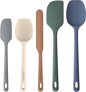 ChefAide 5 Pieces Silicone Spatulas Set, Heat Resistant Rubber Spatula | Food Grade Silicone, Heat Resistant Up to 600°F, Upgrade Strong Handle, Safe for Nonstick Cookware,Ideal for Cooking & Baking