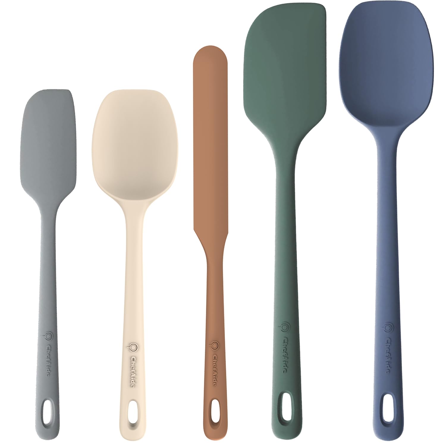 ChefAide 5 Pieces Silicone Spatulas Set, Heat Resistant Rubber Spatula | Food Gr