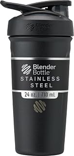 BlenderBottle Sport Flip Stainless Steel Shaker Bottle 24 oz Black | BPA Free Material