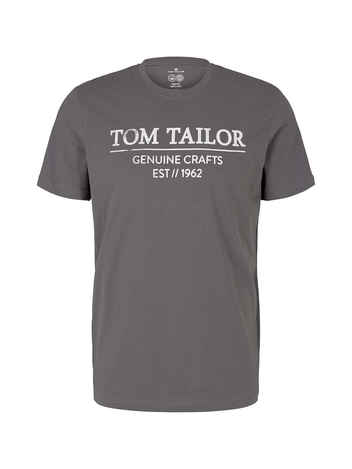 TOM TAILOR Men's T-Shirt with Logo Printed in Organic Cotton