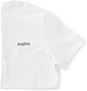Mama Embroidered White T Shirt, Boyfriend Fit, Best Mom Top, Short Sleeve Shirt