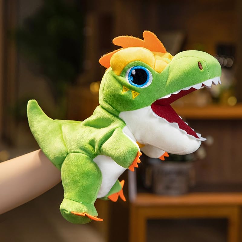 Cuteoy Plush Green T-Rex Hand Puppet Dinosaur Stuffed Animal Toy Role Play | Ope