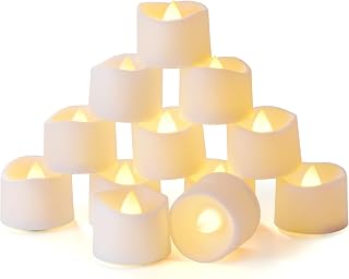 Homemory 12-Pack Battery Tea Lights with Timer Built in, Auto-On 6H Daily | Flickering Flameless LED Tealight Votive Candles for Candle Holders, Wall Sconces, Lanterns and Holiday Decor, No Remote