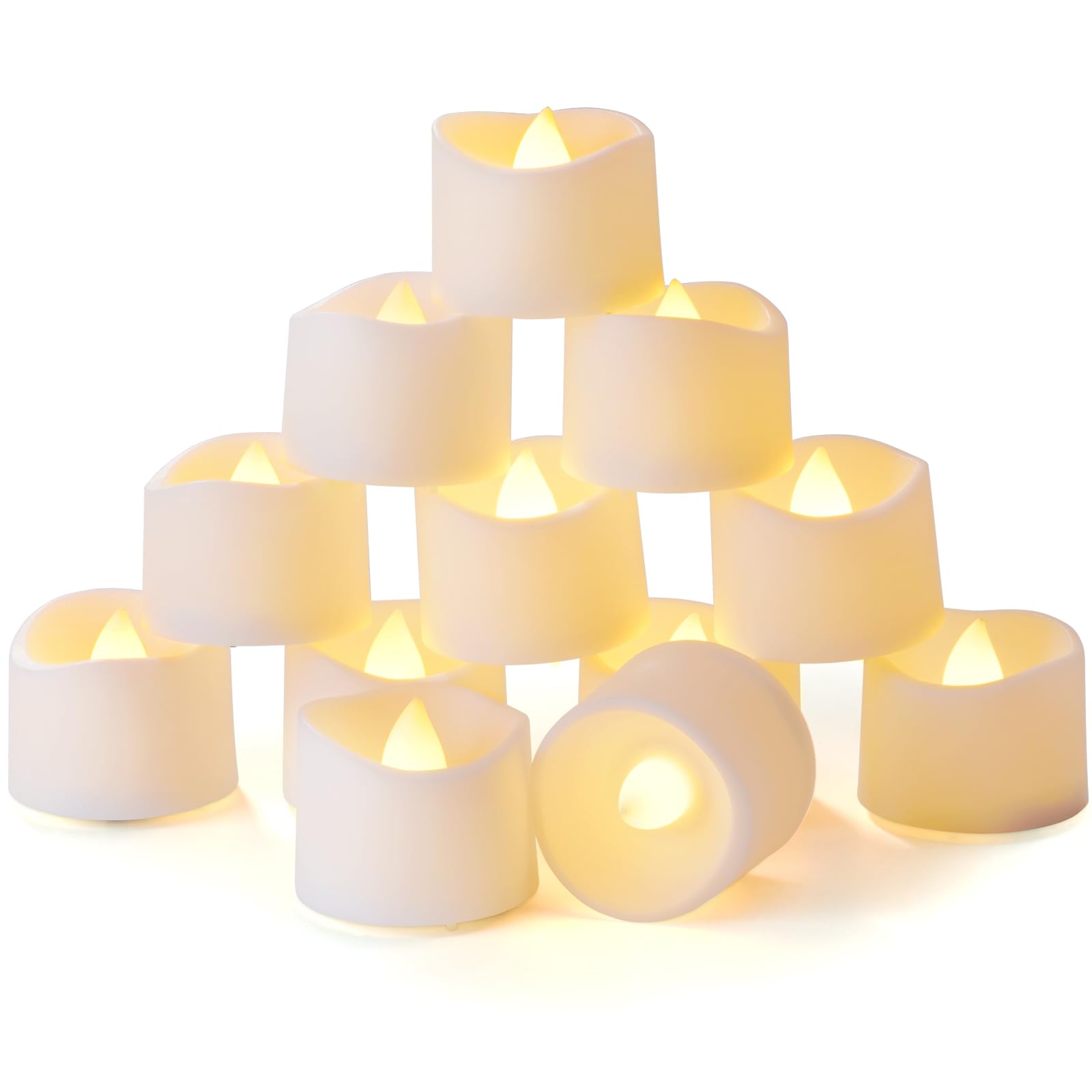 Homemory 12-Pack Battery Tea Lights with Timer Built in, Auto-On 6H Daily | Flic