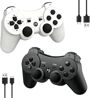MOVONE wireless Controller for ps3 Rechargeable Game Wireless Controller 2Pack with2 Charging Cables, Compatible with Playstation3